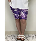 Purple Tie Dye Bike Shorts with Pockets